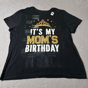 New Gildan It's My Mom's Birthday T Shirt Womens 2XL Black Graphic Print Tee Top